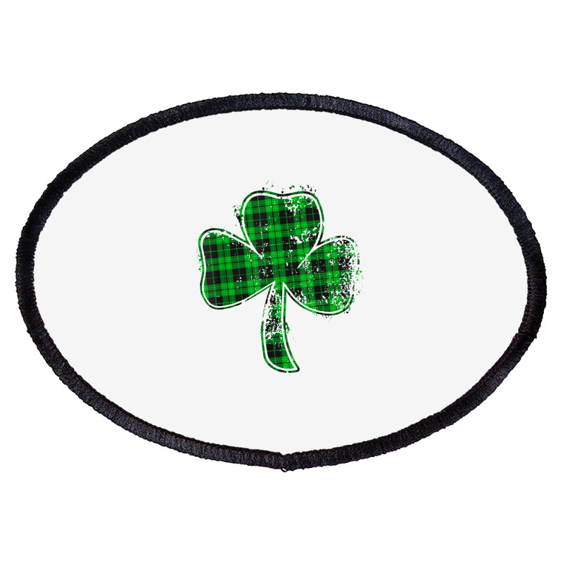 Green Buffalo Plaid Shamrock Lucky St Patrick's Day Womens T Shirt Oval Patch | Artistshot