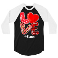 Heart Love Nana Buffalo Plaid Leopard Valentine Christmas T Shirt 3/4 Sleeve Shirt | Artistshot