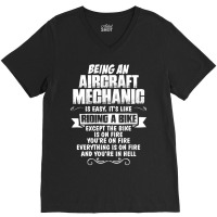 Being A Aircraft Mechanic Is Easy Its Like Riding A Bike 1 V-neck Tee | Artistshot