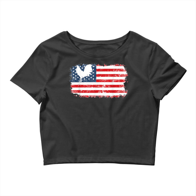 Vintage Us Flag Gamefowl Rooster Gallegos Fighter T Shirt Crop Top by darelychilcoat1989 | Artistshot