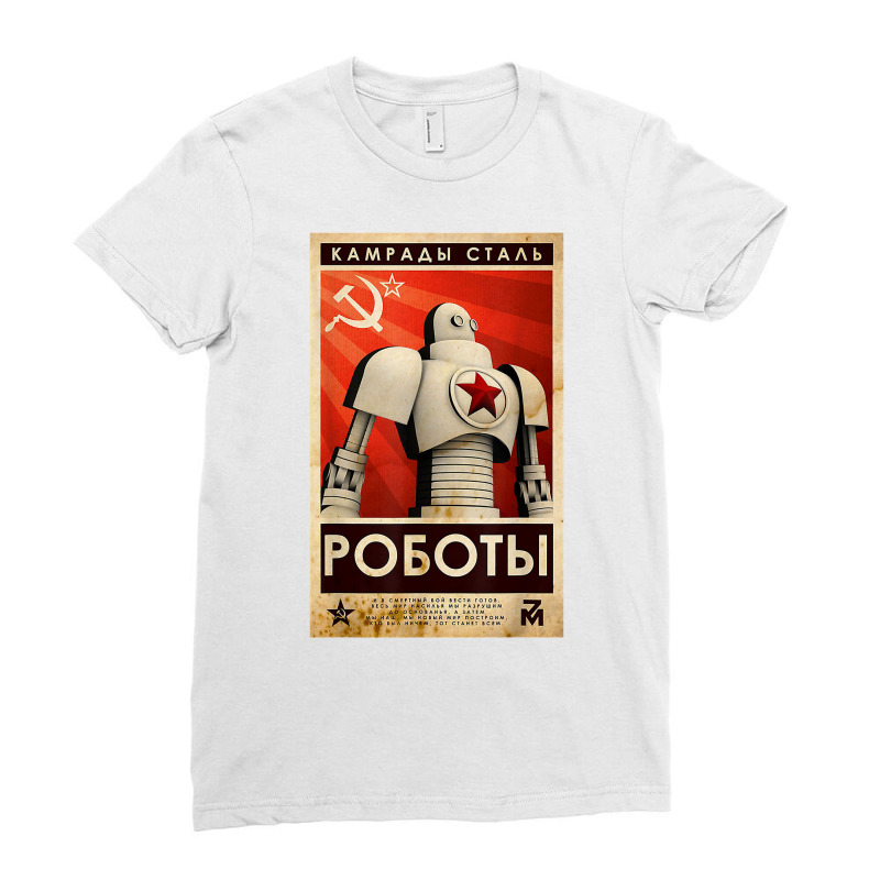 Vintage Robot Soviet Union Ussr Propaganda Poster Cccp T Shirt Ladies Fitted T-Shirt by jermonmccline | Artistshot