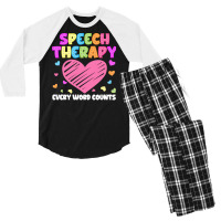 Speech Therapy T  Shirt S L P Language Pathologist & Speech Therapy Ev Men's 3/4 Sleeve Pajama Set | Artistshot