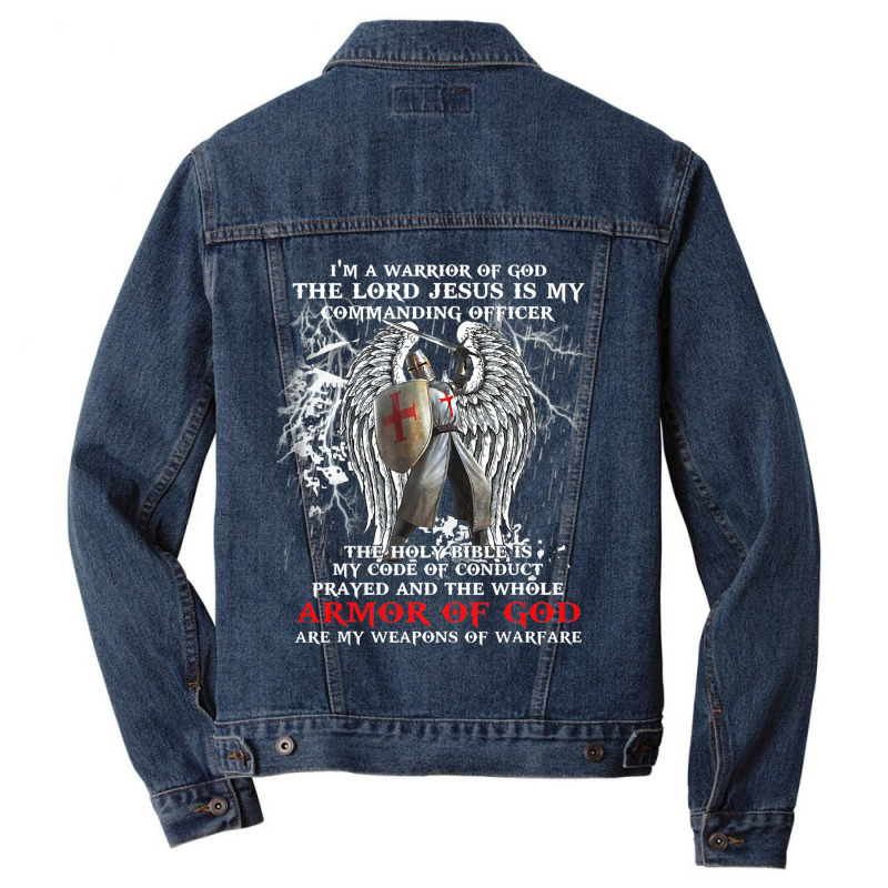 Jesus Christ Christian Im A Warrior Of God The Lord Jesus Is My Comman Men Denim Jacket | Artistshot