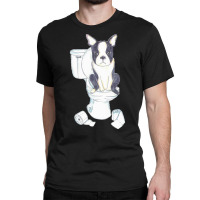 Boston Terrier Toilet Painting Wall T  Shirt Boston Terrier Toilet Pai Classic T-shirt | Artistshot