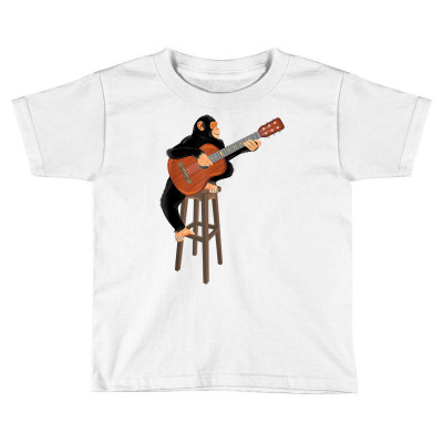 Chimpanzee Playing Acoustic Guitar. Funny Monkey Premium T Shirt Toddler T-shirt Designed By Enigmaa