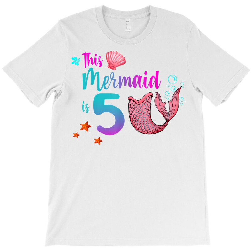 Mermaid 5th Birthday Squad Girl Tail 5 Yo Swim Funny Gift T Shirt T-shirt | Artistshot