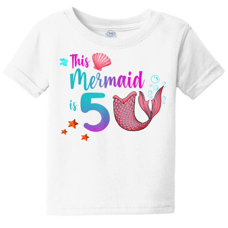 Mermaid 5th Birthday Squad Girl Tail 5 Yo Swim Funny Gift T Shirt Baby Tee | Artistshot