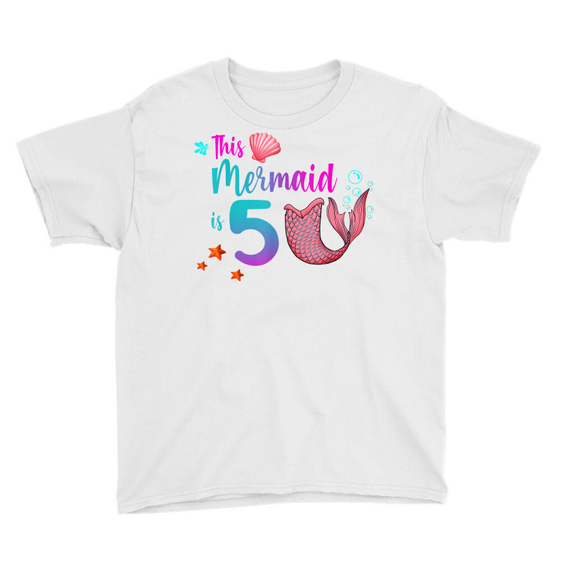 Mermaid 5th Birthday Squad Girl Tail 5 Yo Swim Funny Gift T Shirt Youth Tee | Artistshot