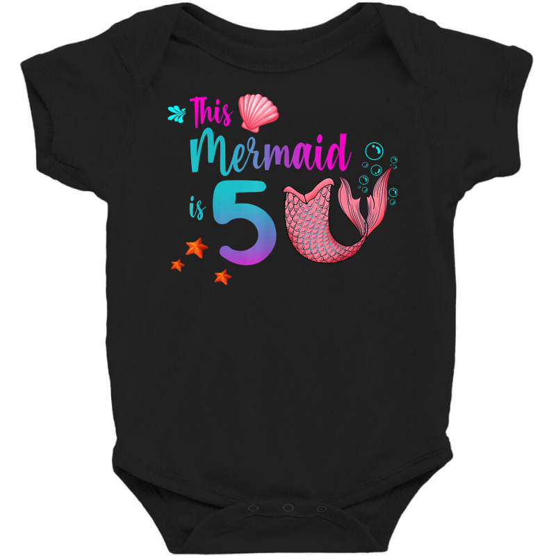 Mermaid 5th Birthday Squad Girl Tail 5 Yo Swim Funny Gift T Shirt Baby Bodysuit | Artistshot