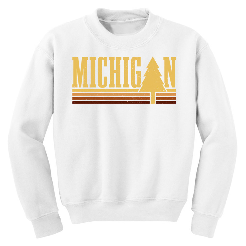 Michigan Vintage Tree State Pride Camping Hiking Michigan Pullover Hoo Youth Sweatshirt | Artistshot