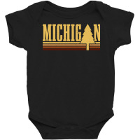 Michigan Vintage Tree State Pride Camping Hiking Michigan Pullover Hoo Baby Bodysuit | Artistshot