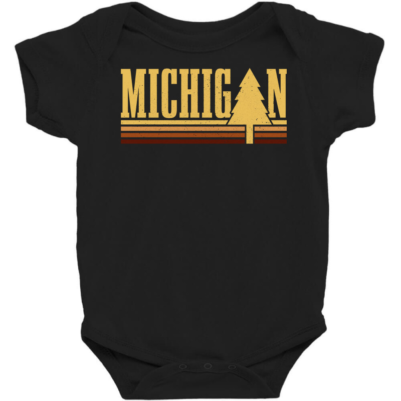 Michigan Vintage Tree State Pride Camping Hiking Michigan Pullover Hoo Baby Bodysuit | Artistshot