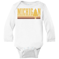 Michigan Vintage Tree State Pride Camping Hiking Michigan Pullover Hoo Long Sleeve Baby Bodysuit | Artistshot