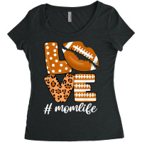 Football Love Football American Mom Life Player With Leopard Funny 123 Women's Triblend Scoop T-shirt | Artistshot