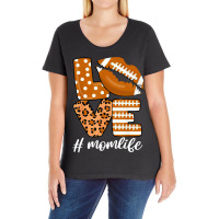 Football Love Football American Mom Life Player With Leopard Funny 123 Ladies Curvy T-shirt | Artistshot