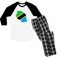 Tanzania Flag Map Men's 3/4 Sleeve Pajama Set | Artistshot