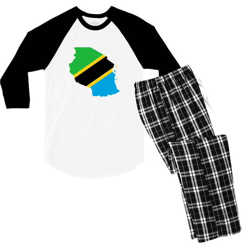 Tanzania Flag Map Men's 3/4 Sleeve Pajama Set | Artistshot