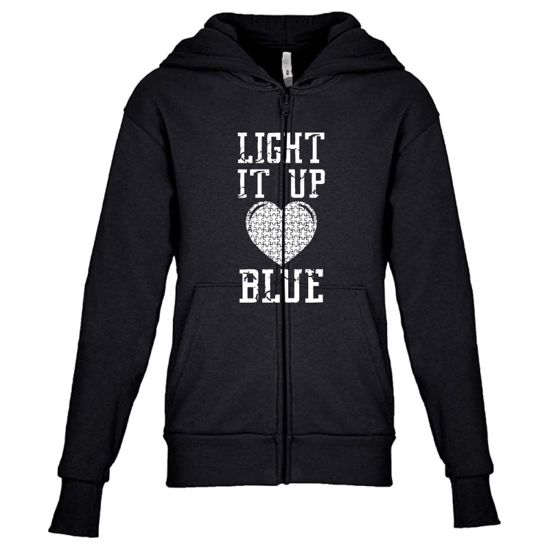 Light It Up Blue Shirt Autism Awareness Puzzle Piece Pullover Youth Zipper Hoodie by hajarbor | Artistshot