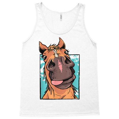 Funny Horse Close Up Photo Equitation Rider Horses Lover T Shirt Tank Top Designed By Witch Doctor