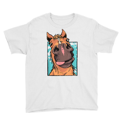Funny Horse Close Up Photo Equitation Rider Horses Lover T Shirt Youth Tee Designed By Witch Doctor