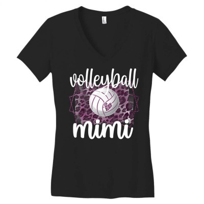 Volleyball Sport Lover Mimi Grandma Of Volleyball Player Mimi 177 Women's V-neck T-shirt Designed By Offensejuggler