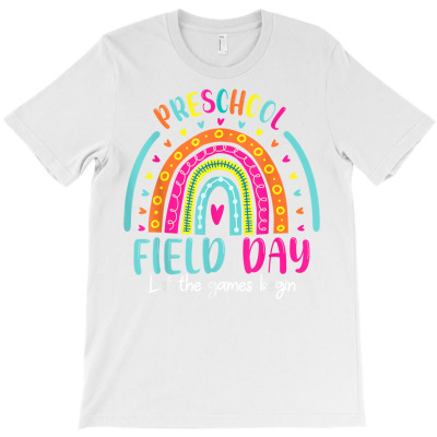 Let The Game Begin Happy Field Day Retro Rainbow Preschool T Shirt T-shirt Designed By Latonja Brock