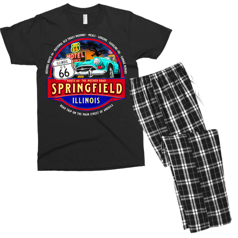 Historic Route 66 Springfield Illinois Main Street America T Shirt Men's T-shirt Pajama Set | Artistshot