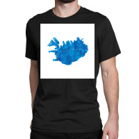 Iceland Watercolor Country Blue Art Print Decor Gift Long Sleeve T Shi Classic T-shirt | Artistshot