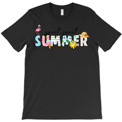 Sweet Summer Flamingo Sunglasses Sun Ice Scream Funny Gift T Shirt T-shirt Designed By Latonja Brock