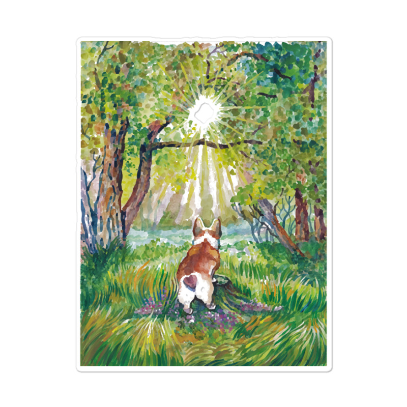 Corgi T  Shirt Corgi   Sun Catcher With Heart Shaped Tail T  Shirt Sticker | Artistshot