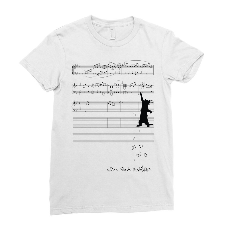 Cat Music Notes Ladies Fitted T-Shirt by rardesign | Artistshot