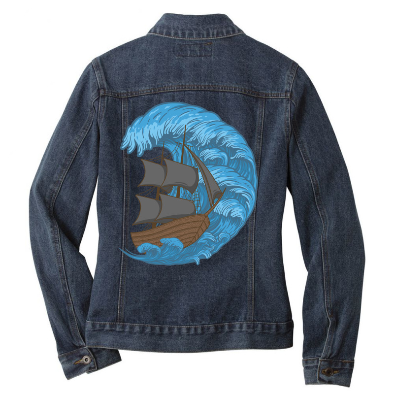 Ship Ladies Denim Jacket by rardesign | Artistshot