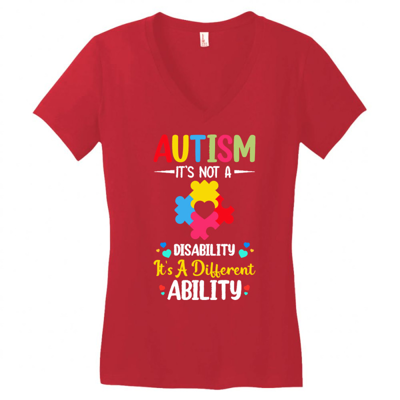 Autism Its Not A Disability Its A Dif T  Shirt Autism It's Not A Disab Women's V-Neck T-Shirt by spenceralycia444 | Artistshot