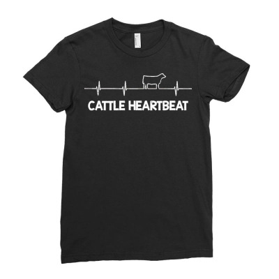 Cattle Heartbeat White Ink T  Shirt Cattle Heartbeat White Ink T  Shir Ladies Fitted T-shirt Designed By Vivaciouslimb