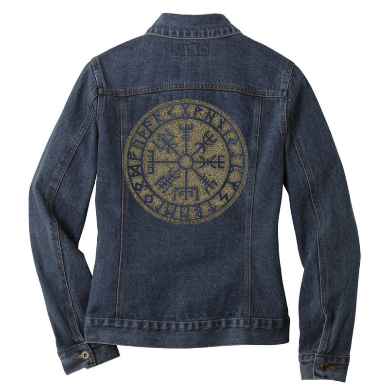 Vegvisir, Viking Compass, Norse, Symbol, Protection, Nordic, Vikings E Ladies Denim Jacket by xirrotella | Artistshot