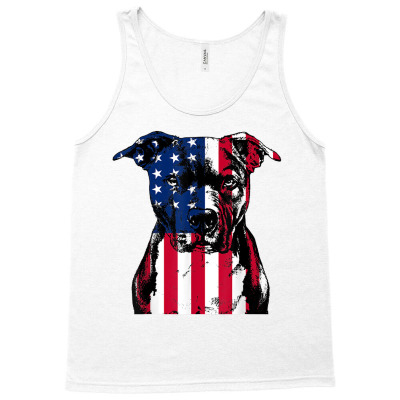 Vintage Pittbull With Usa Flag 4th Of July Men Women T Shirt Tank Top Designed By Haleikade