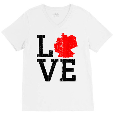 Germany German Map Love T Shirt V-neck Tee Designed By Tuanbrieana