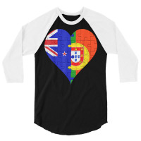 New Zealander Portuguese Flag Heart T Shirt 3/4 Sleeve Shirt | Artistshot
