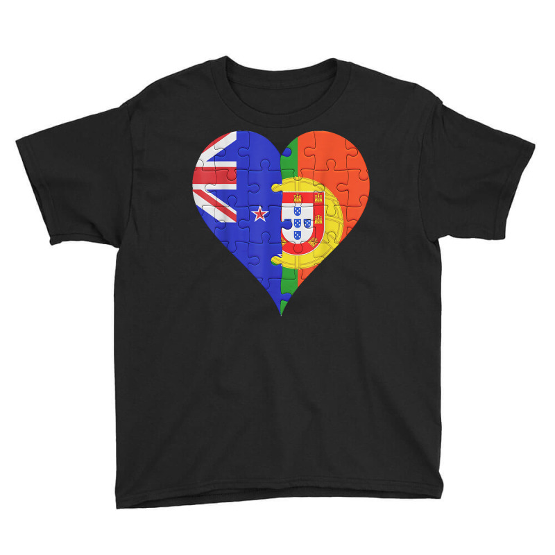 New Zealander Portuguese Flag Heart T Shirt Youth Tee | Artistshot