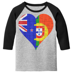 new zealander portuguese flag heart t shirt Youth 3/4 Sleeve | Artistshot