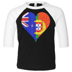new zealander portuguese flag heart t shirt Toddler 3/4 Sleeve Tee | Artistshot