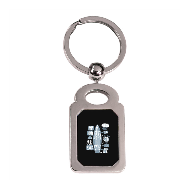 Funny Anatomy Of A Surfboard Silver Rectangle Keychain | Artistshot