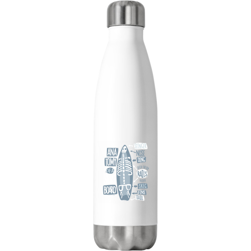 Funny Anatomy Of A Surfboard Stainless Steel Water Bottle | Artistshot