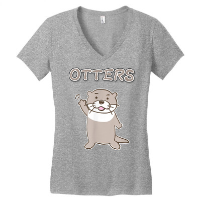 Otters Friends   Otters Factory   Cute Picture T Shirt Women's V-neck T-shirt Designed By Rosartapi