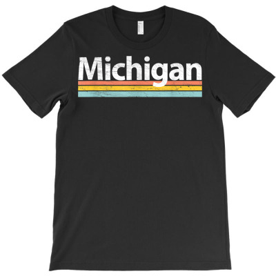 Michigan   Mi Vintage  Worn Design   Retro Stripes Classic T Shirt T-shirt Designed By Alanrache