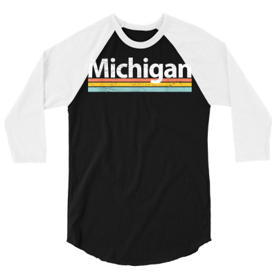 Michigan   Mi Vintage  Worn Design   Retro Stripes Classic T Shirt 3/4 Sleeve Shirt Designed By Alanrache