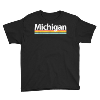 Michigan   Mi Vintage  Worn Design   Retro Stripes Classic T Shirt Youth Tee Designed By Alanrache