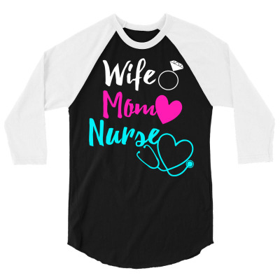 Wife Mom Nurse Womens Rn Lpn Mothers Day Gift For Nurses Pullover Hood 3/4 Sleeve Shirt Designed By Sand King