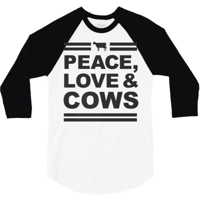 Peace Love And Cows Funny Farmer Vintage Gift Shirt 3/4 Sleeve Shirt Designed By Burtojack