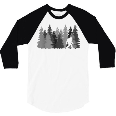 Bigfoot In The Forest T Shirt Sasquatch Yeti 3/4 Sleeve Shirt Designed By Susanjazm